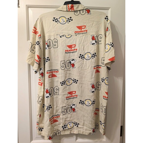 Peanuts Snoopy Motorsport Champion Shirt L 50th Anniversary Racing Button Up - Picture 4 of 13